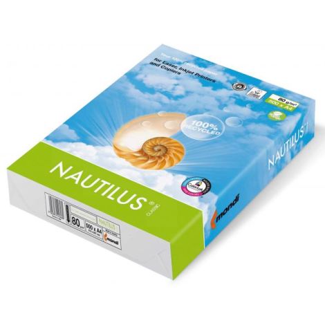 Hârtie de copiere Nautilus Classic reciclată A4, 80g, CIE 112