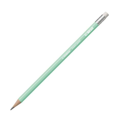 Creion STABILO Swano Pastel HB cu radieră verde pastel