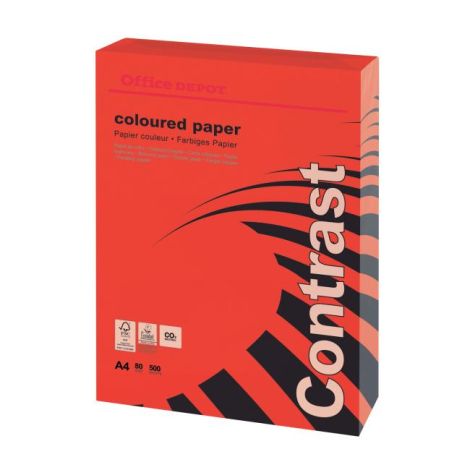 Hartie colorata Office Depot A4, rosu intens, 80 g/m2