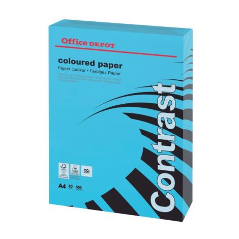 Hârtie color Office Depot Contrast albastru intens, A4, 80 g