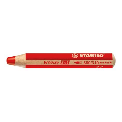 Creion STABILO woody 3 în 1 - culoare, apă, ceară - roșu