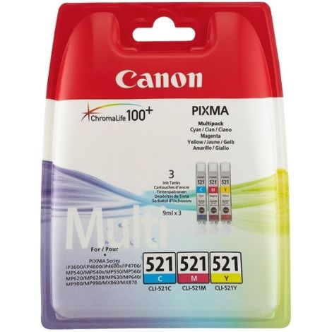 Cartuş Canon CLI-521, CMY, pachet de trei, multipack, original