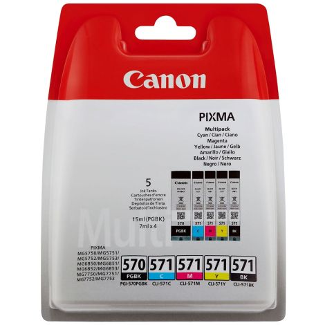 Cartuş Canon CLI-571 CMYK, PGI-570, 0372C006, 5-pack, multipack, original