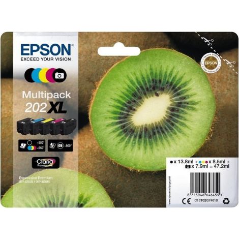 Cartuş Epson 202 XL, CMYK, pachet de cinci, multipack, original