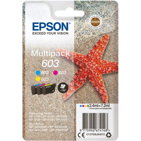 Cartuş Epson 603, C13T03U54010, CMY, pachet de trei, multipack, original