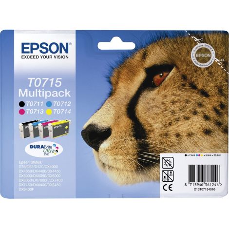 Cartuş Epson T0715, CMYK, pachet de patru, multipack, original