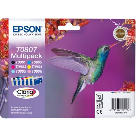 Cartuş Epson T0807, CMYK + LC + LM, pachet de șase, multipack, original