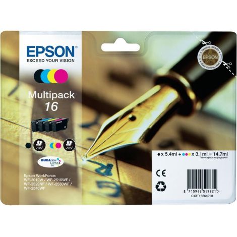 Cartuş Epson T1626 (16), CMYK, pachet de patru, multipack, original