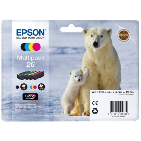 Cartuş Epson T2616 (26), CMYK, pachet de patru, multipack, original