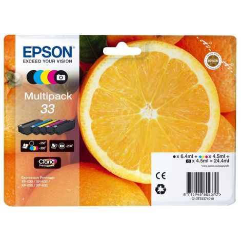 Cartuş Epson T3337 (33), C13T33374011, CMYK + PB, 5-pack, multipack, original