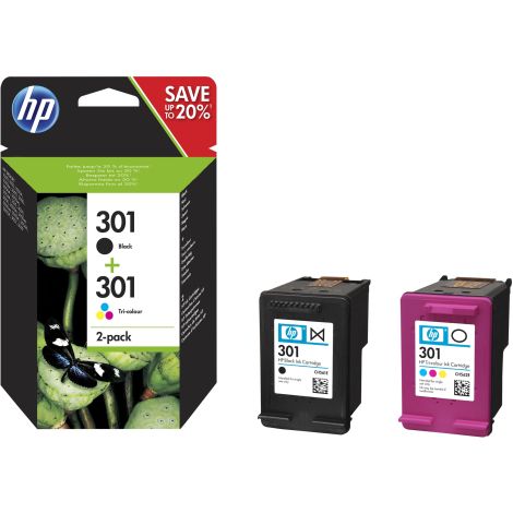 Cartuş HP 301 (N9J72AE), pachet de două, negru, colorat, multipack, original