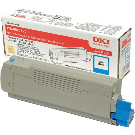 Toner OKI 43381907 (C5600, C5700), azuriu (cyan), original